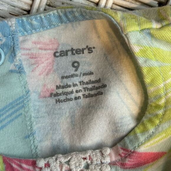 5 for $25🔥9M Carter's Multi-Color Floral Lace Shortall Jumpsuit - Picture 3 of 5